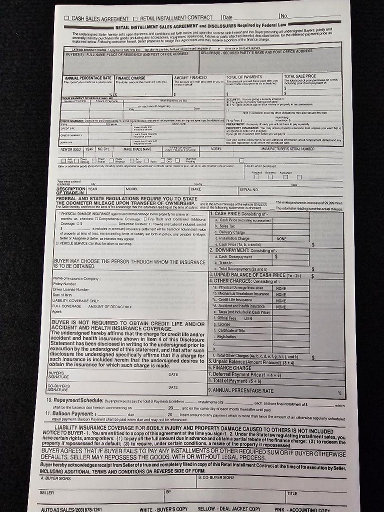  Retail Installment Contract