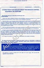 Emission Control Statement