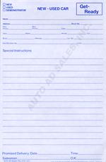 New & Used Car Get Ready Pads-3-PART