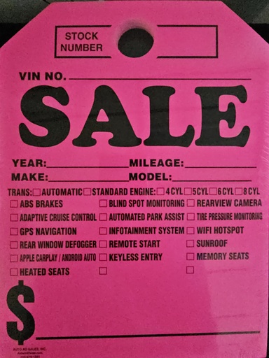 Mirror Hang Tags - Fluorescent Pink - Sale With Options