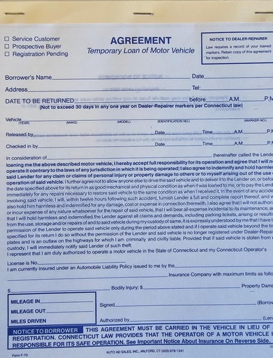 Loan Agreement Pads F-70